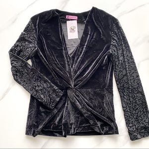 NEW Brand new black velvet twist detail blouse